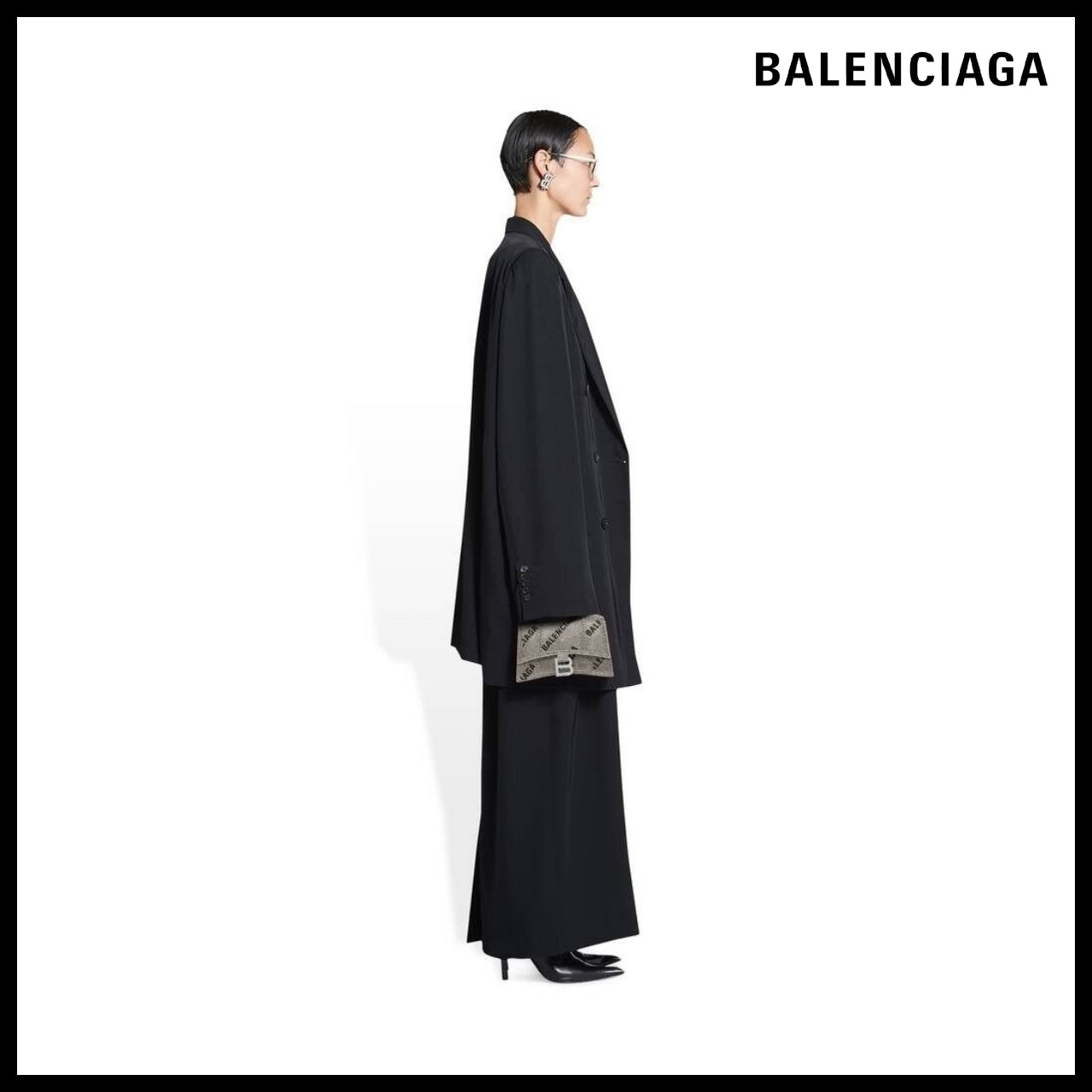 【BALENCIAGA】Hourglass XS Handbag Chain Allover Logo