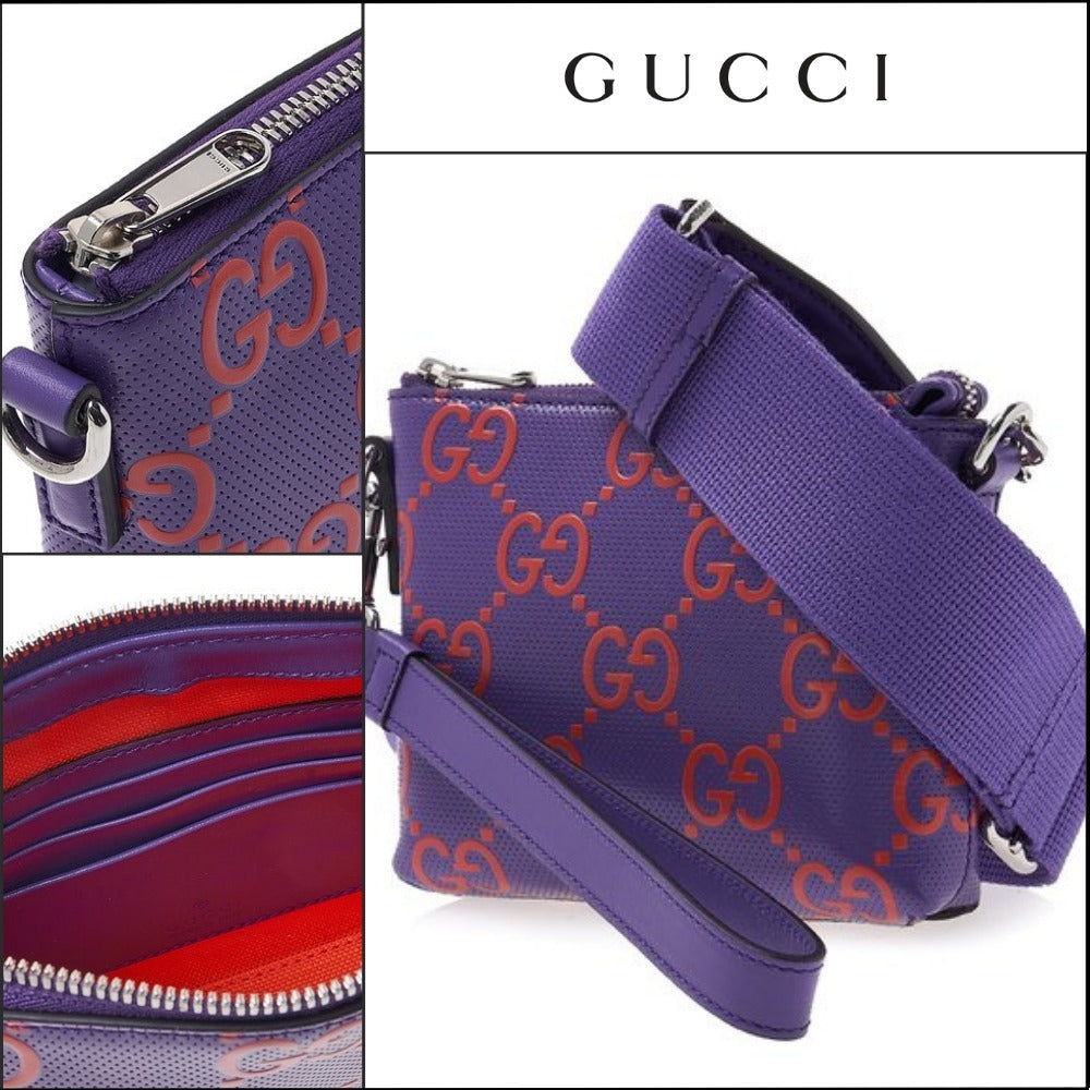 【GUCCI 】Tennis 20 GG Embossed Two-Tone Messenger Bag
