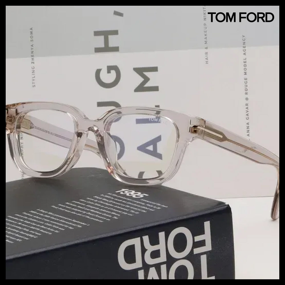 【TOM FORD】Transparent Horn-Rimmed Eyeglasses Blue Light