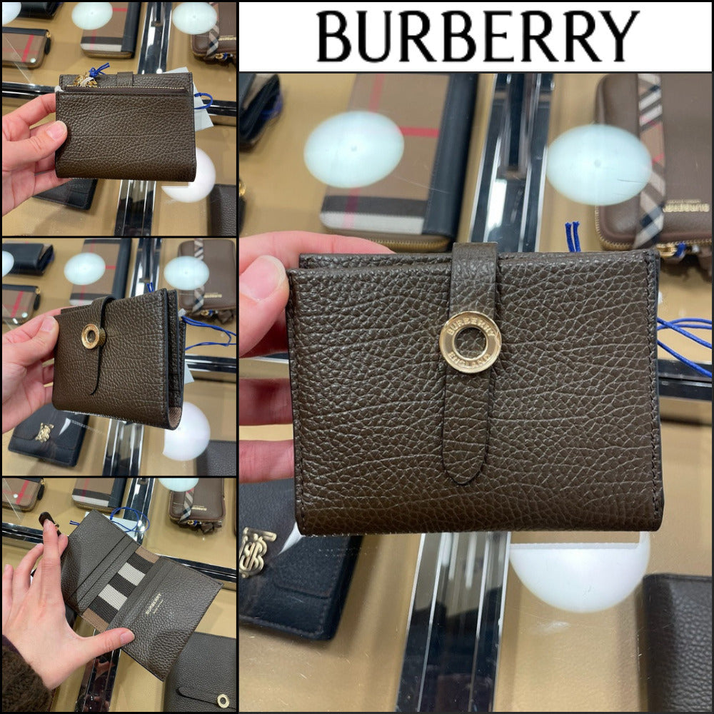 【Burberry】EDIE Grain Leather Bifold Card Holder EbonyBrown