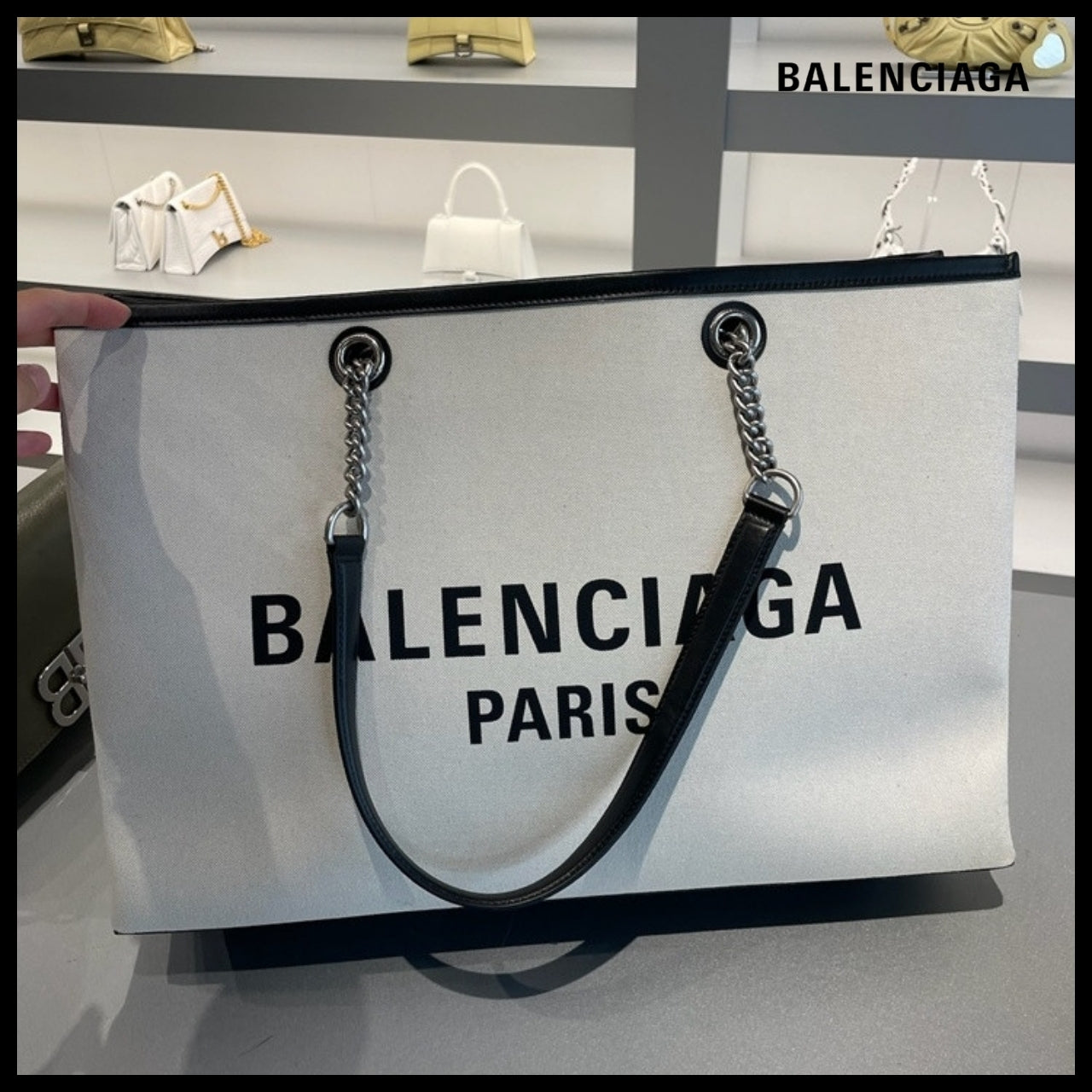【BALENCIAGA】DUTY FREE Canvas Large Tote Bag Natural