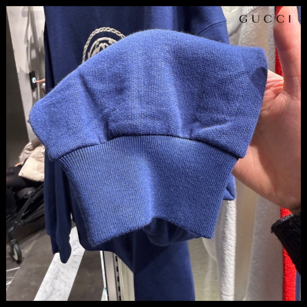 【GUCCI】Horse Embroidered Cotton Crewneck Sweatshirt Inchio