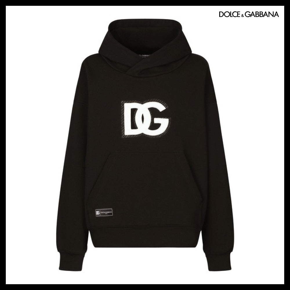 【Dolce & Gabbana】HOODIE WITH DG LOGO PATCH