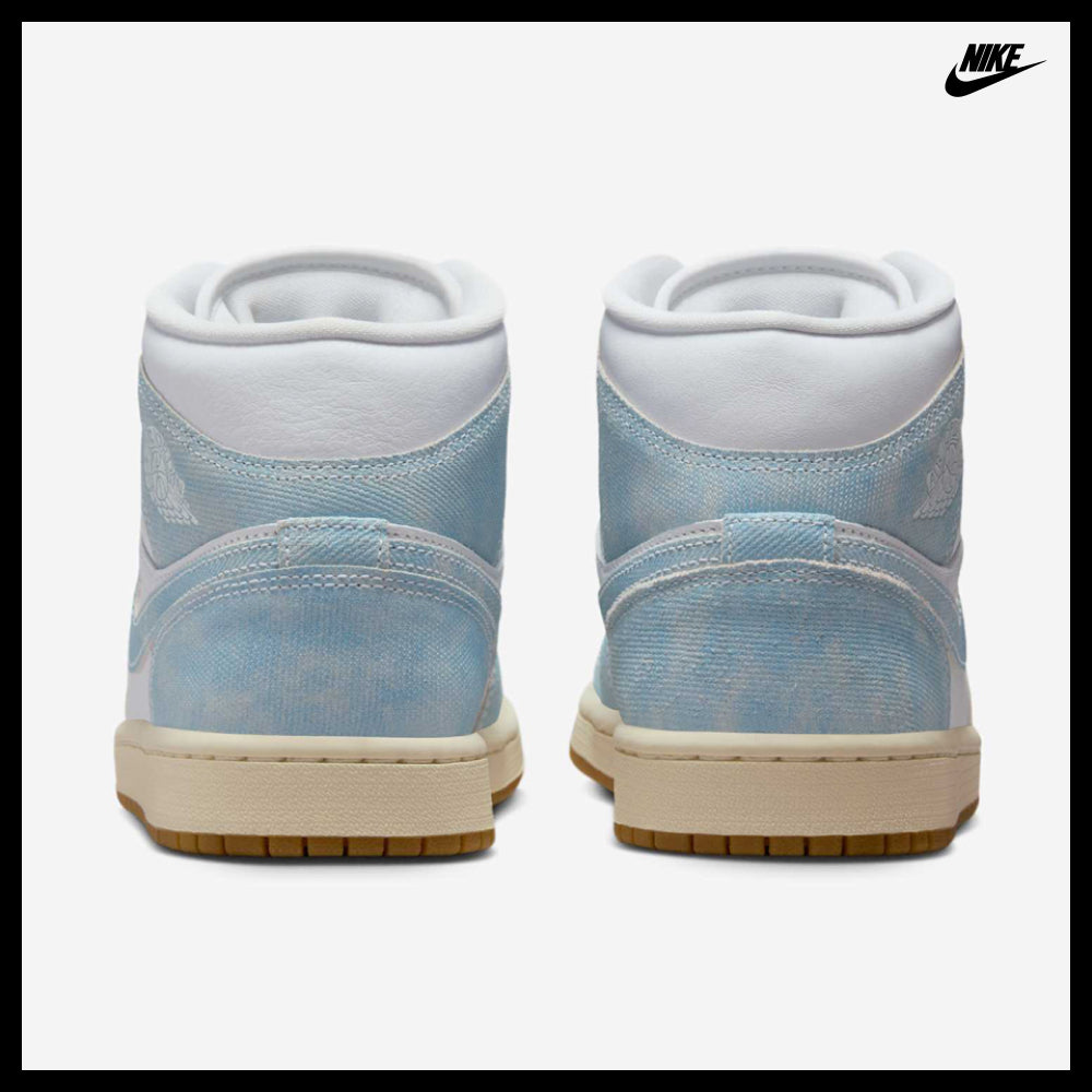 【NIKE】Air Jordan 1 Mid SE W White Gum Light Brown One Blue