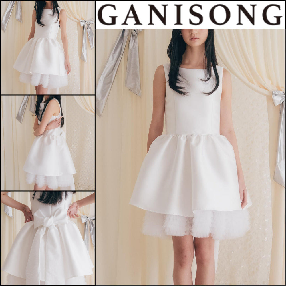 【GANISONG】Bridal Can Can Mini Dress White