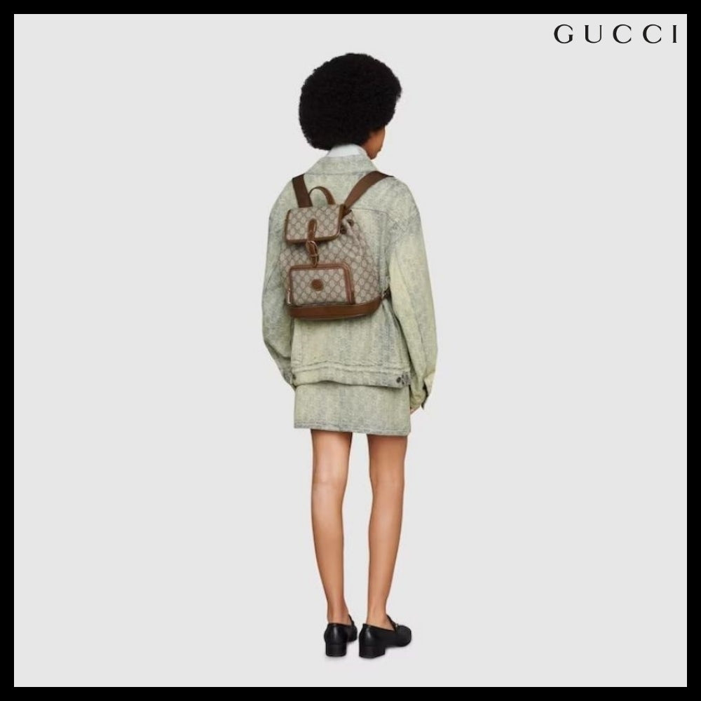 【GUCCI】Interlocking Supreme Pattern Leather Backpack