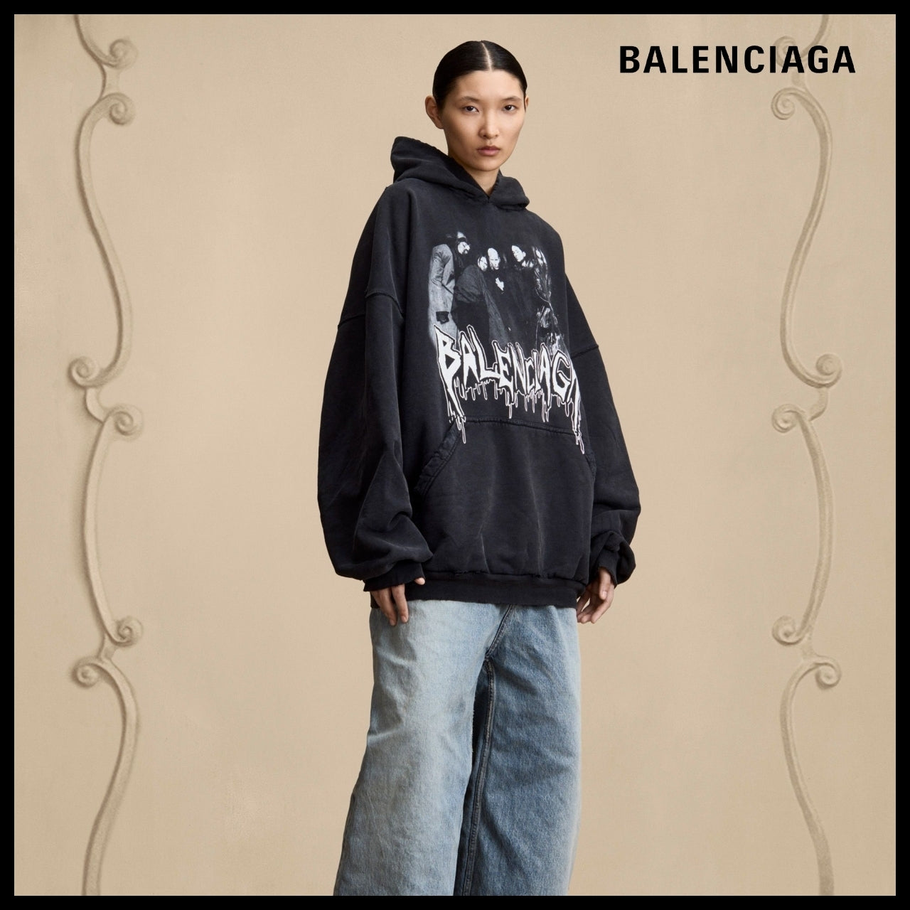 【BALENCIAGA】THE METALHEADS LARGE FIT HOODIE