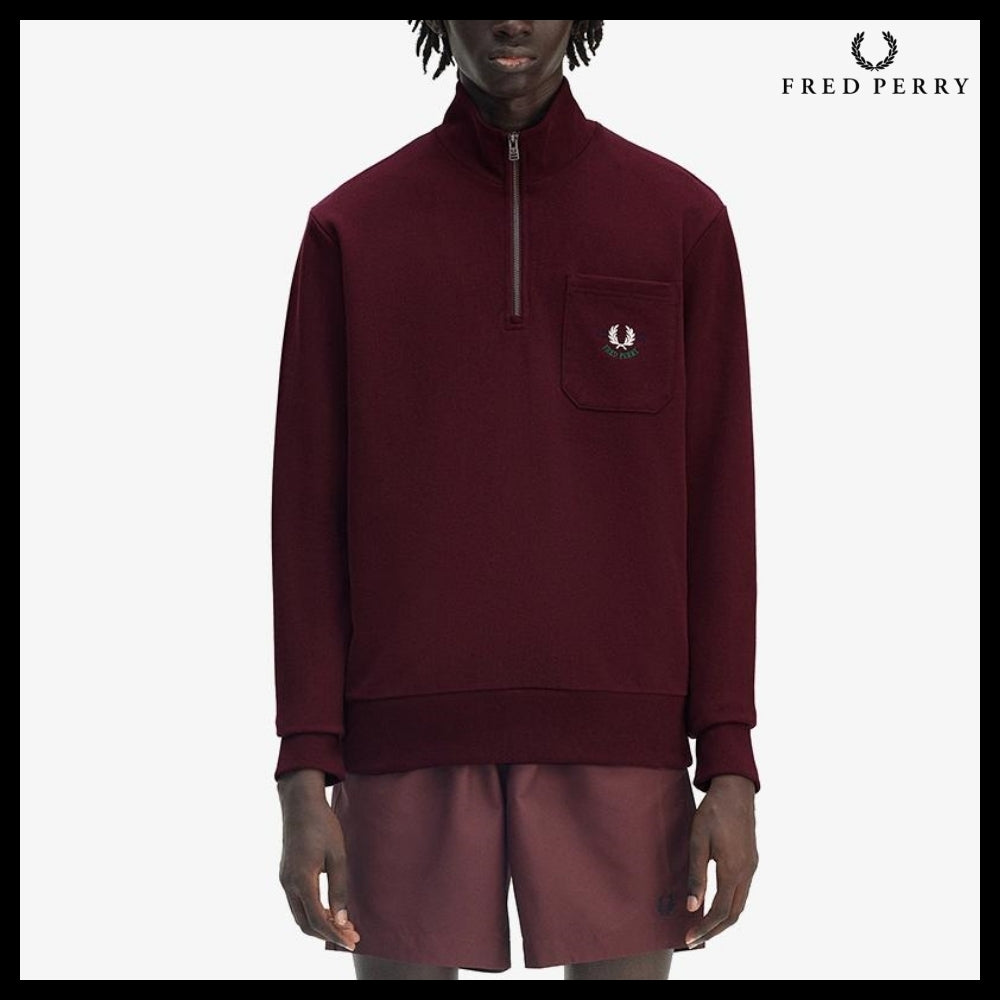 【FREDPERRY】ClubhouseEmbroideredChampionHalfzipSweatshirt