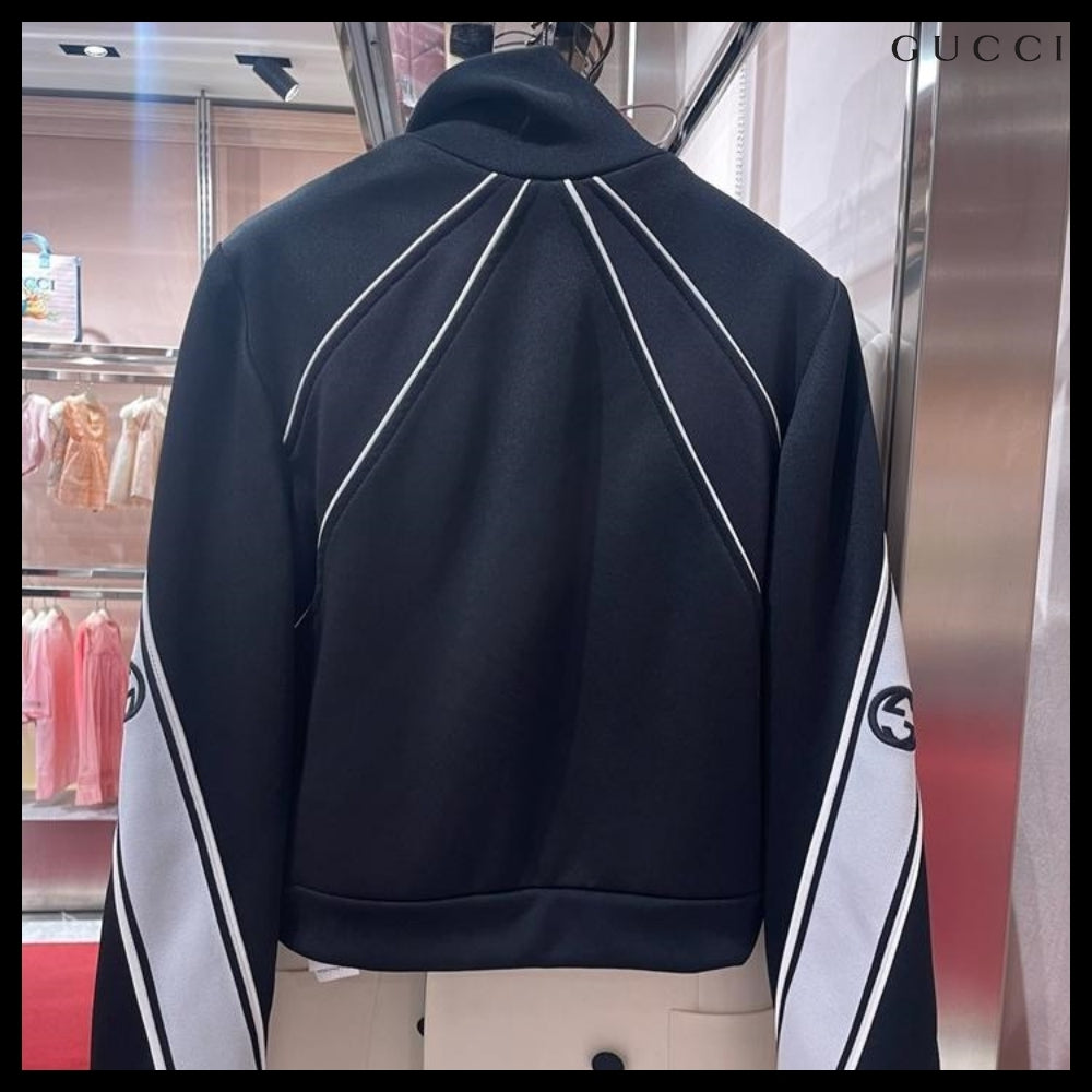 【GUCCI】Interlocking Embroidered Light Felted Cotton Zip-Up