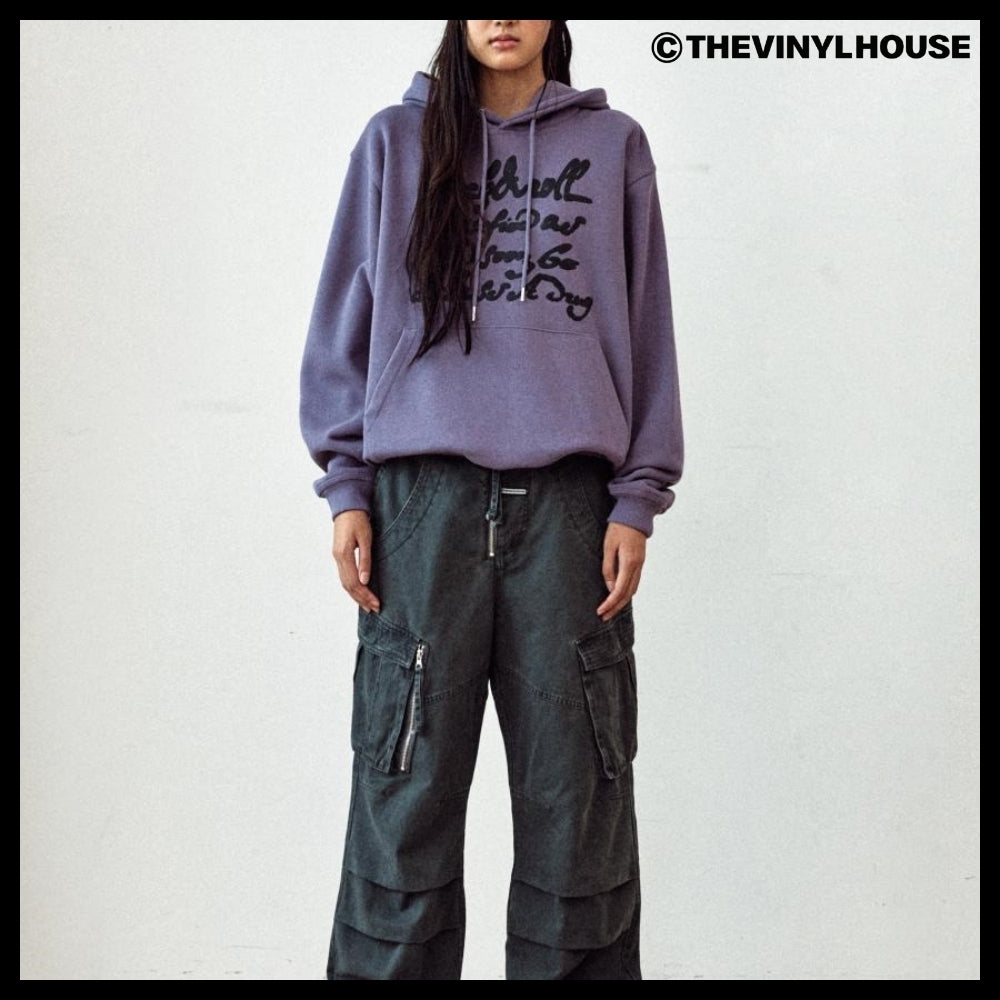 【THEVINYLHOUSE】Cursive writing typo hoodie (4 colors)