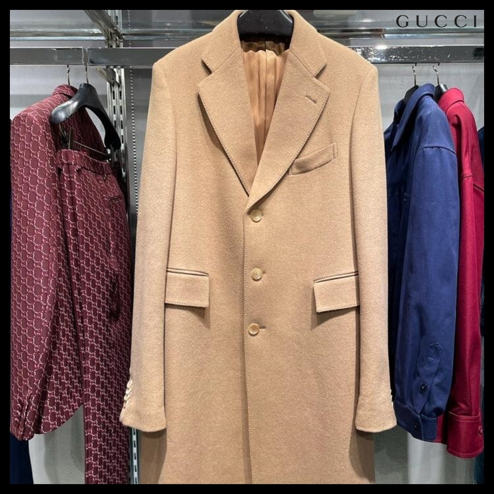 【GUCCI】Camel Hair Single Coat Beige