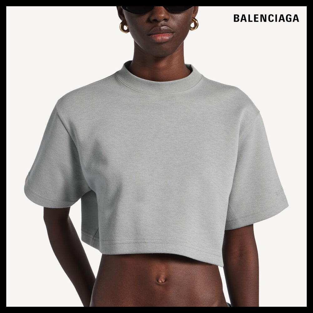 【BALENCIAGA】Cropped T-shirt Grey