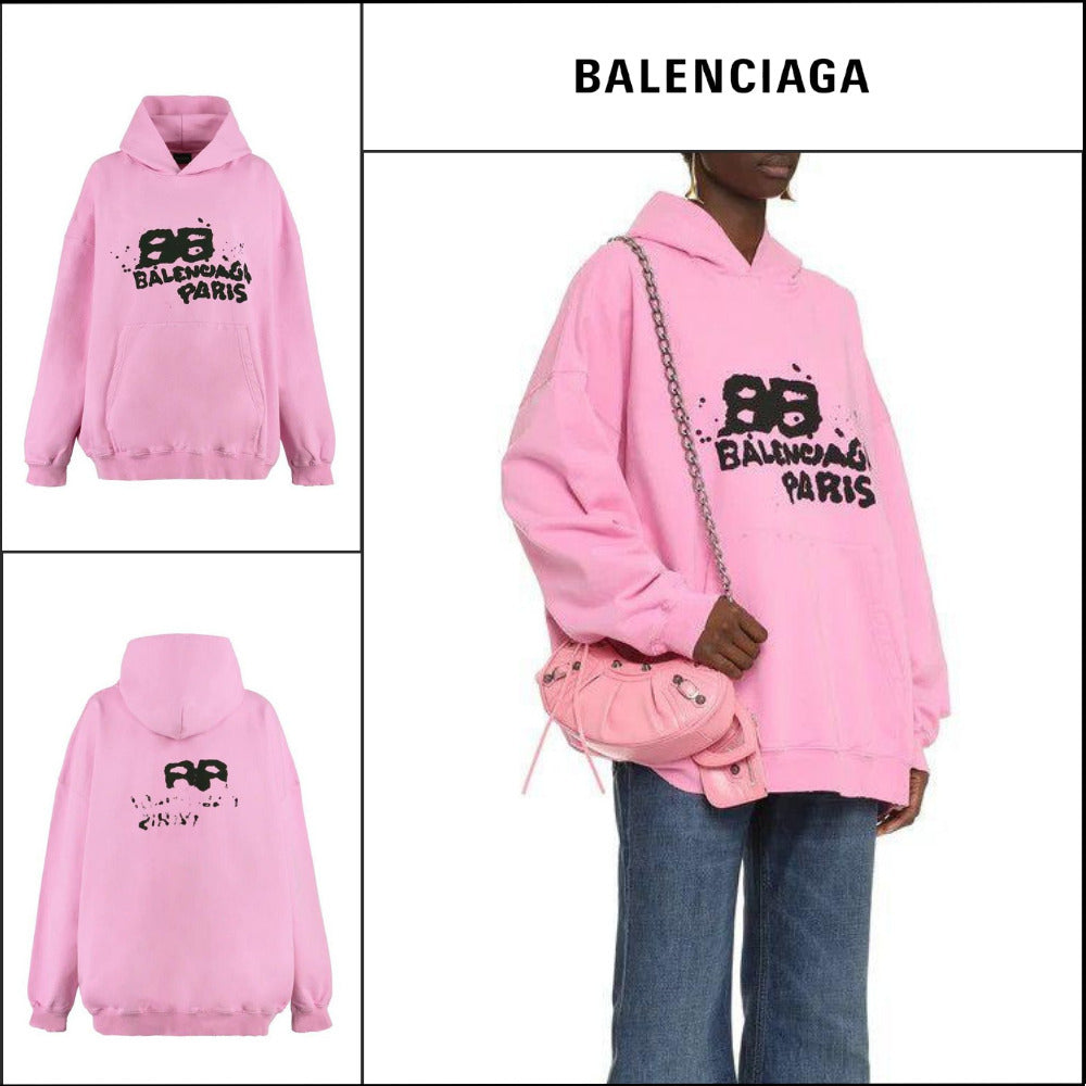 【BALENCIAGA】Large Fit Hoodie Pink/Black