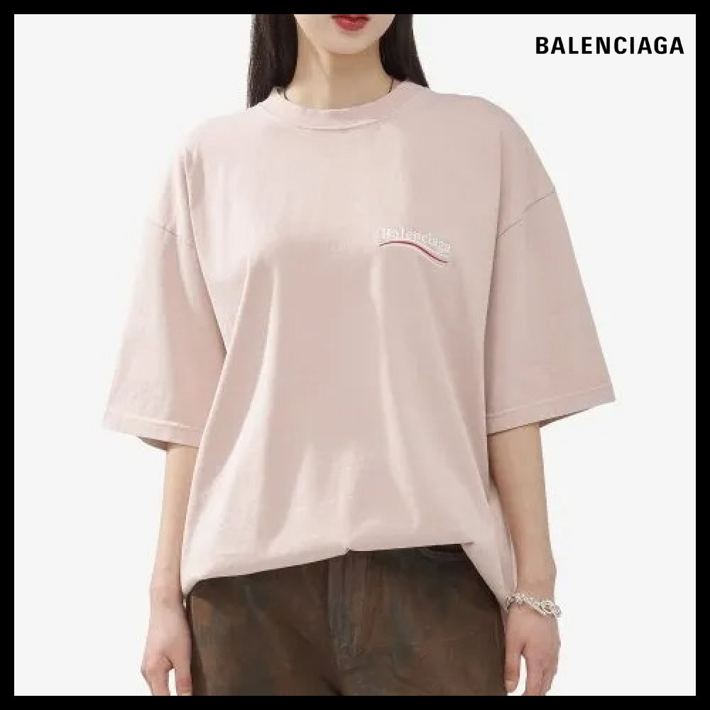 【BALENCIAGA】Political Wave Logo T Shirt Pink