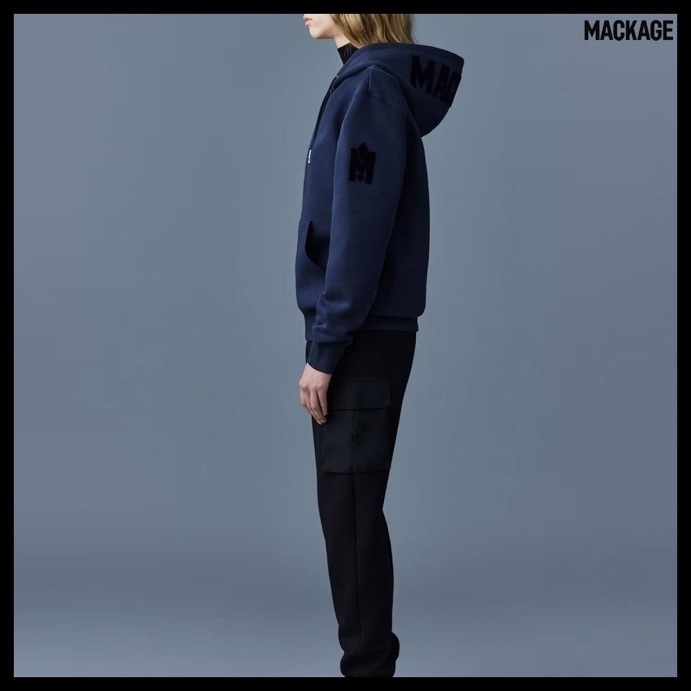 【MACKAGE】 Krys R Hooded Sweatshirt Navy Fleece