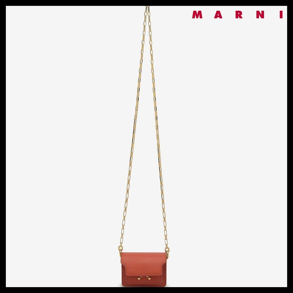 【MARNI】Trunk Nano Chain Crossbody Bag - Brick