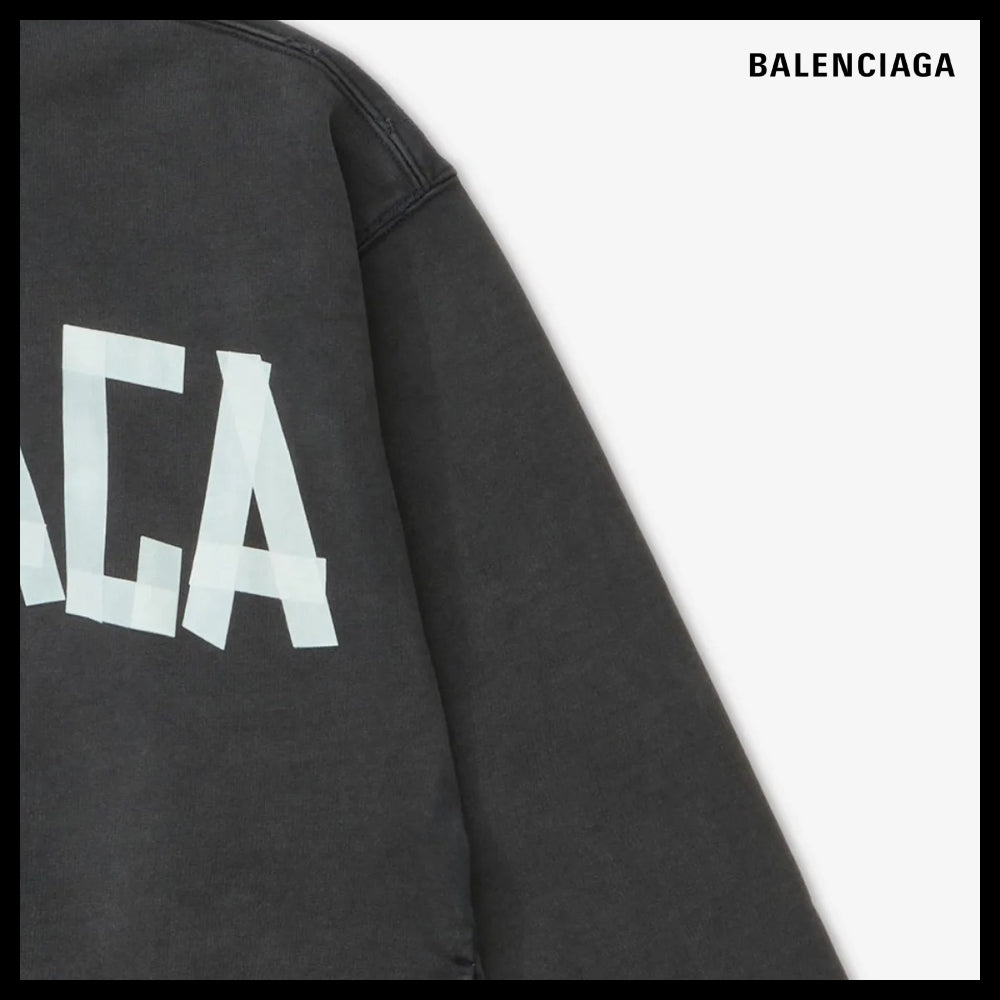 【BALENCIAGA】Ribbed Pocket Hoodie - Faded Black