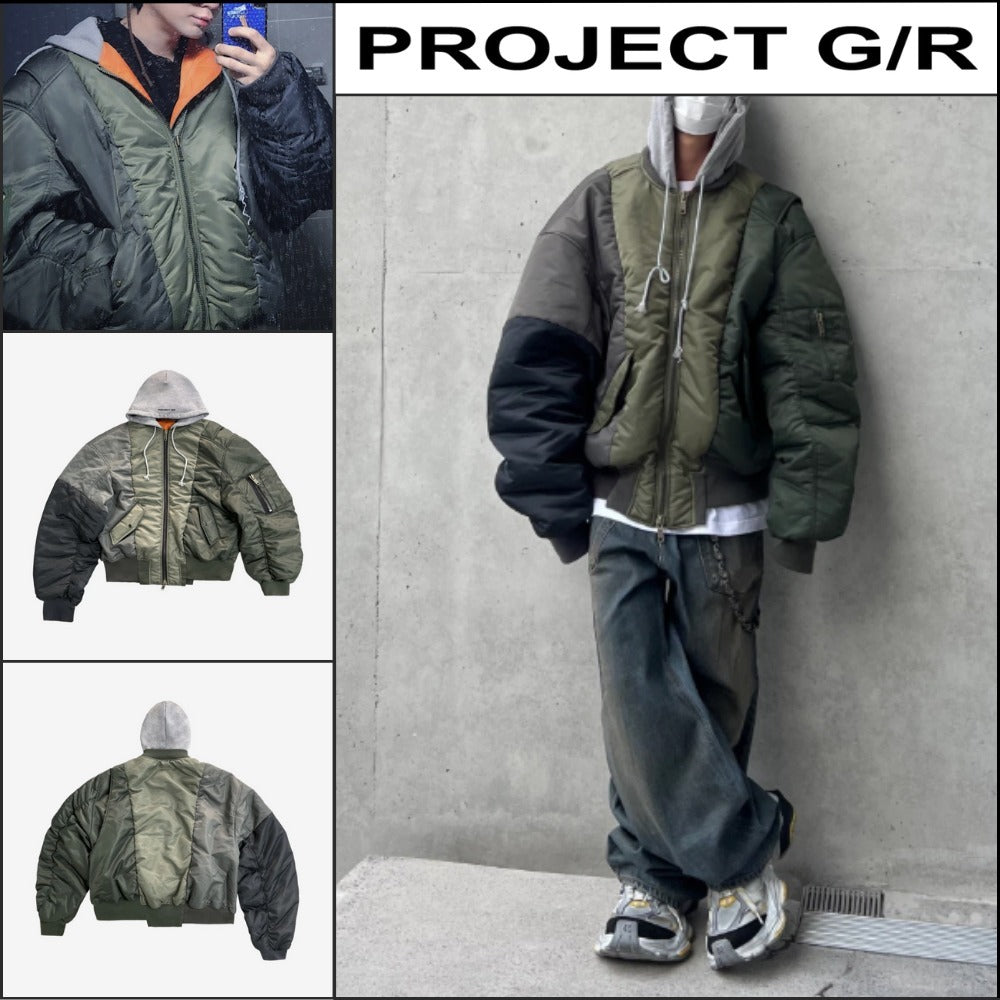 【PROJECT G/R】 UNBALANCED REWORKED BOMBER JACKET KHAKI