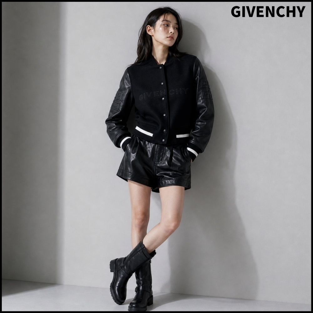 【GIVENCHY】Cropped Varsity Jacket Black