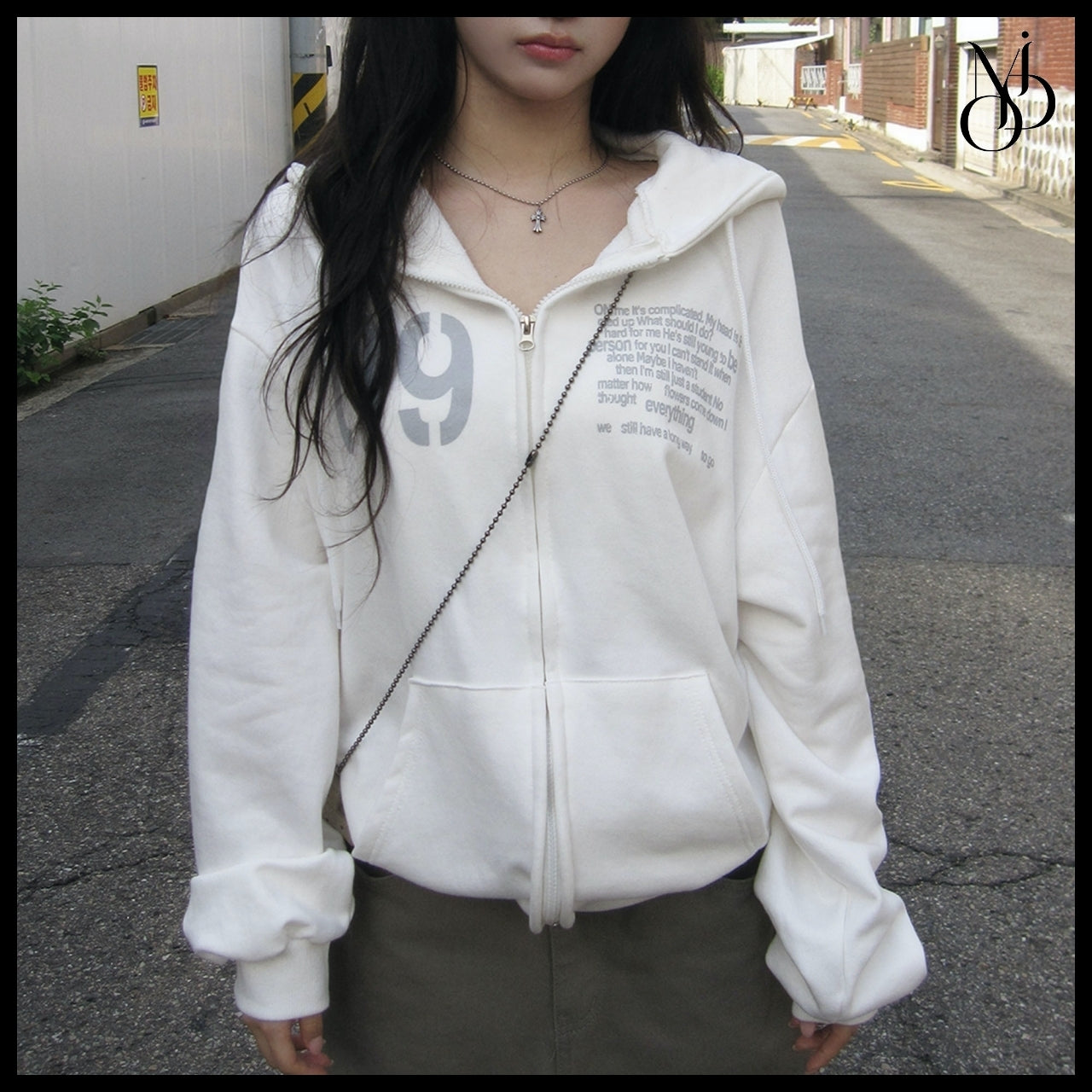 【MODIMOOD】Older Lettering Hoodie Zip-Up 3 Colors
