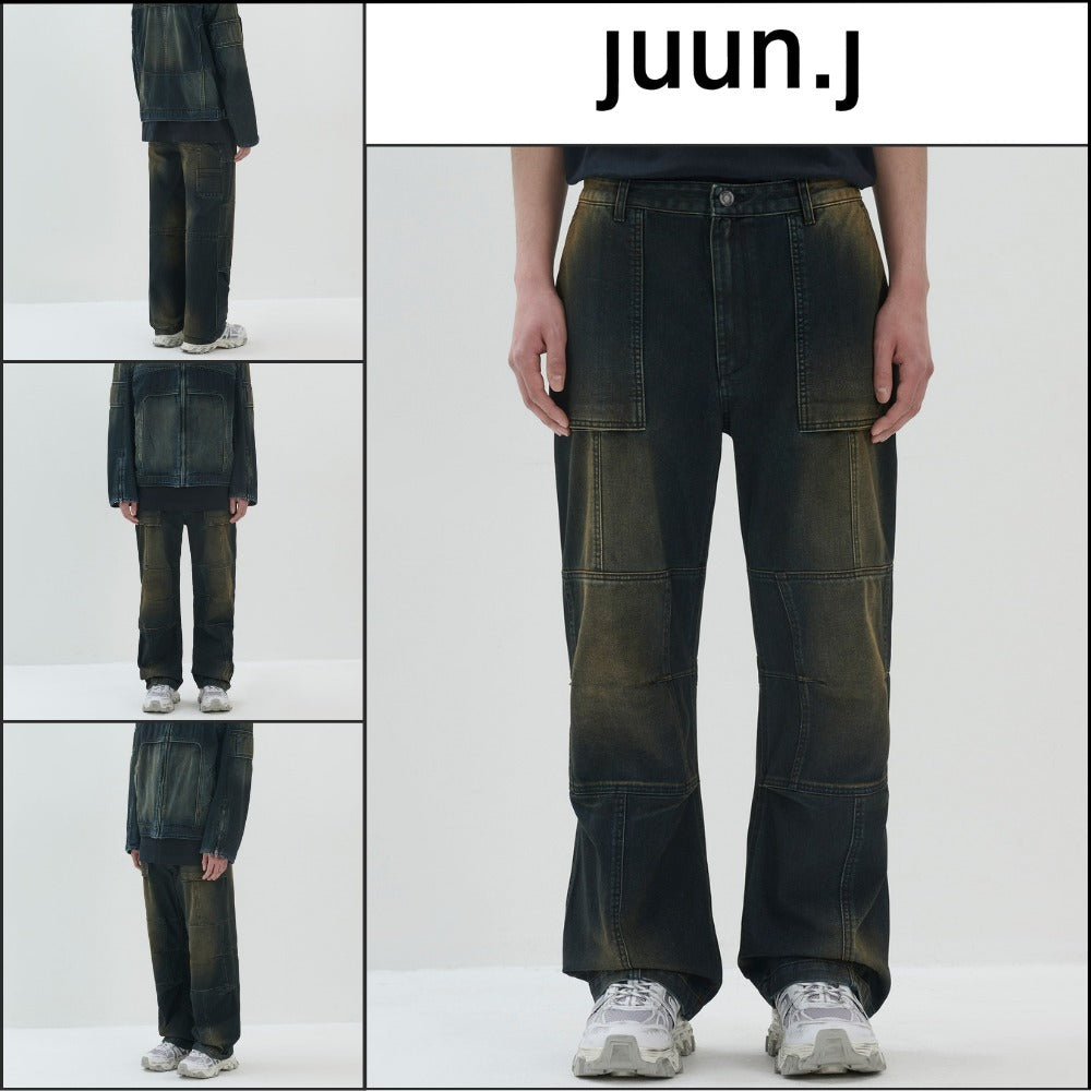 【JUUN.J】CORE Velvet Denim Zipper Detail Trucker Navy