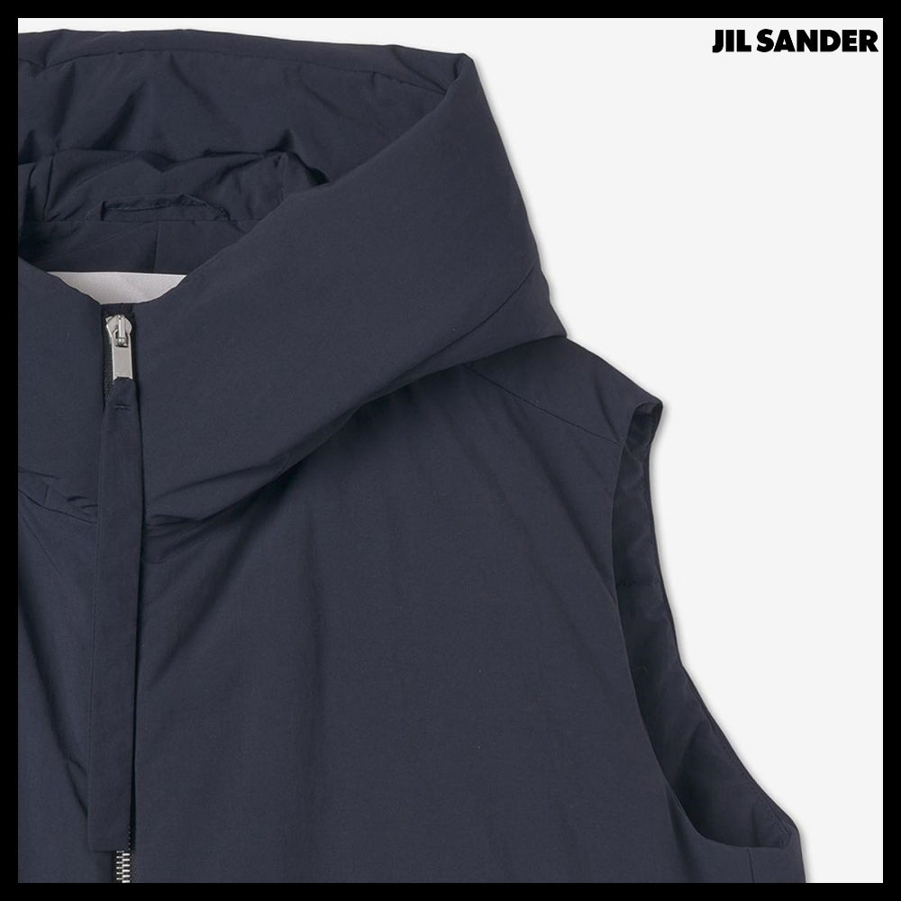 【Jil Sander】Gilet Hooded Puffer Vest Navy