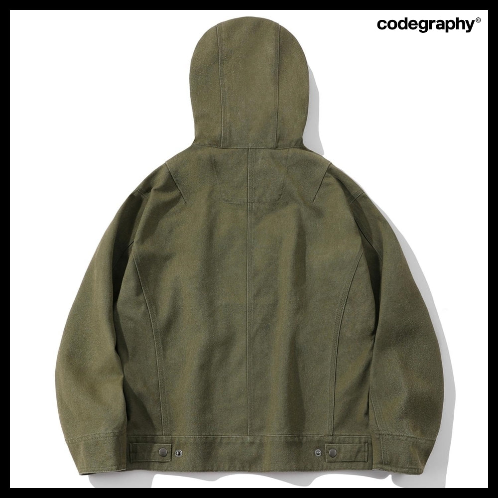 【codegraphy】ウォッシュド コットン フード ワーク ジャケット