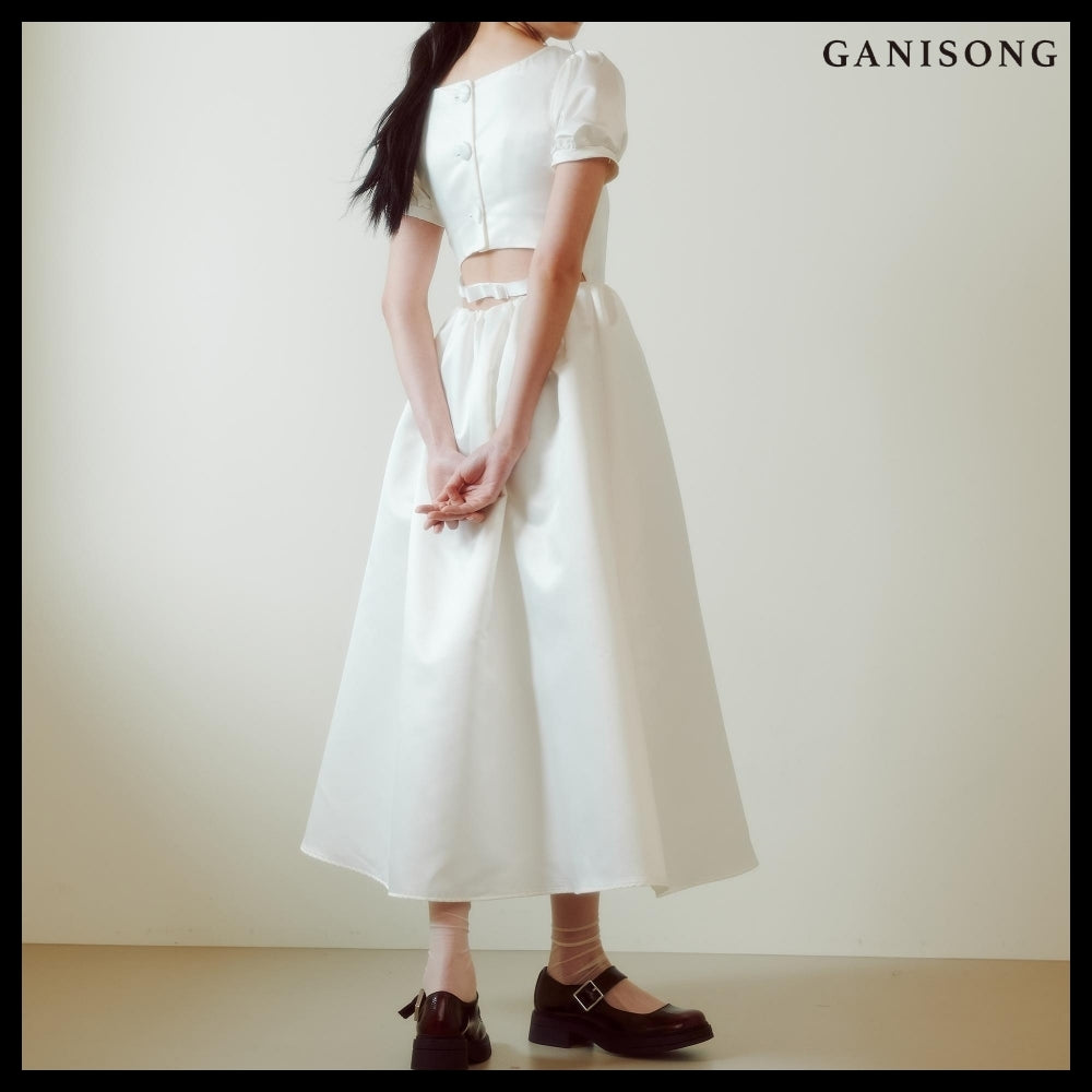 【GANISONG】Bridal Back Open Dress White