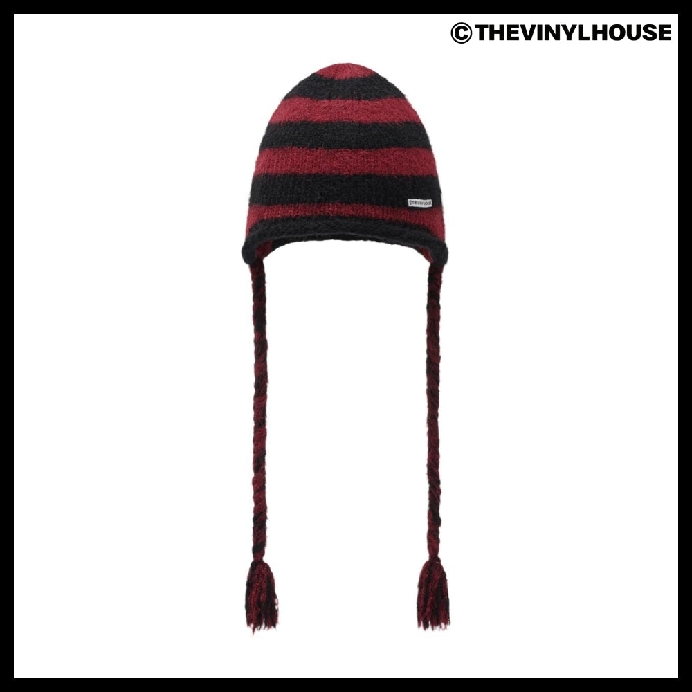 【THEVINYLHOUSE】Ear flap stripe beanie (3 colors)