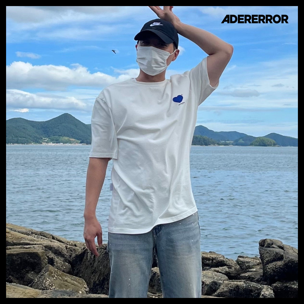 【ADERERROR】Twin Heart Small Logo T-Shirt Off White