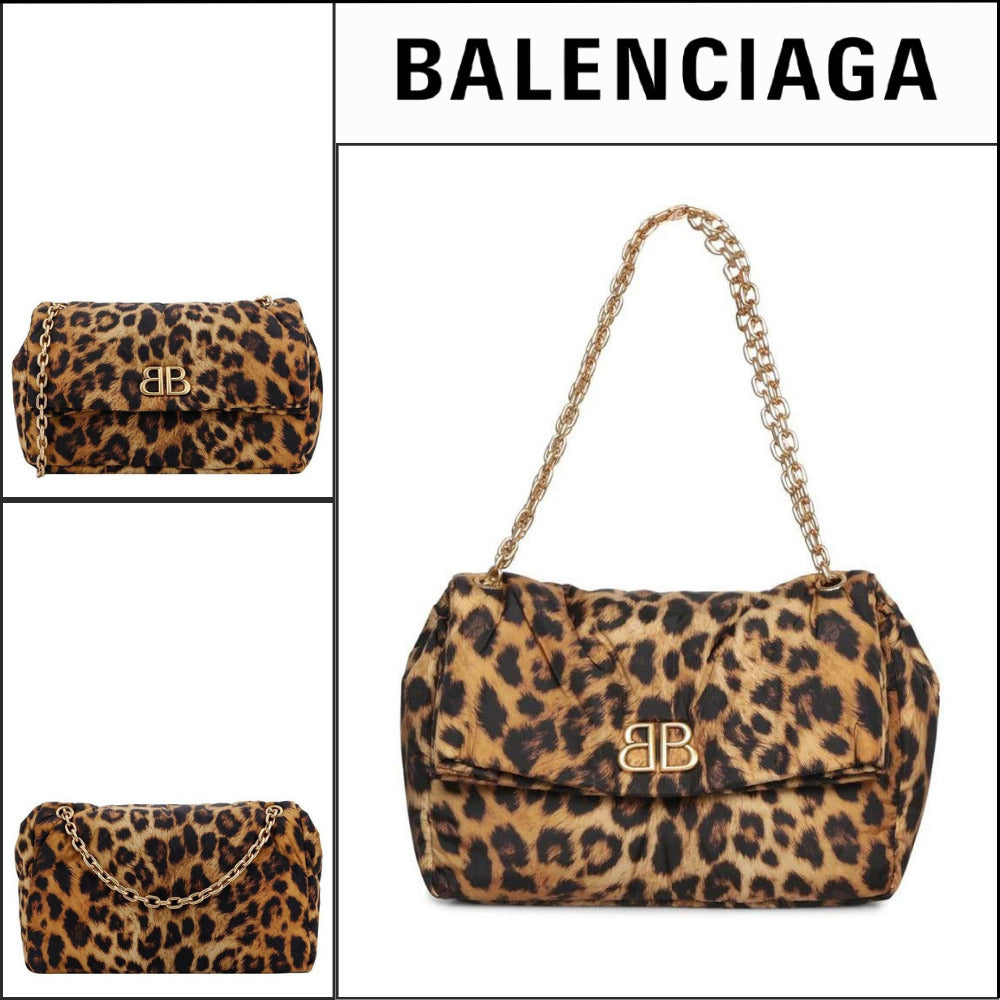 【BALENCIAGA】Monaco Medium Chain Bag Leopard
