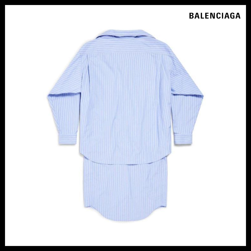 【BALENCIAGA】BB Classic Layered Shirt Dress Blue