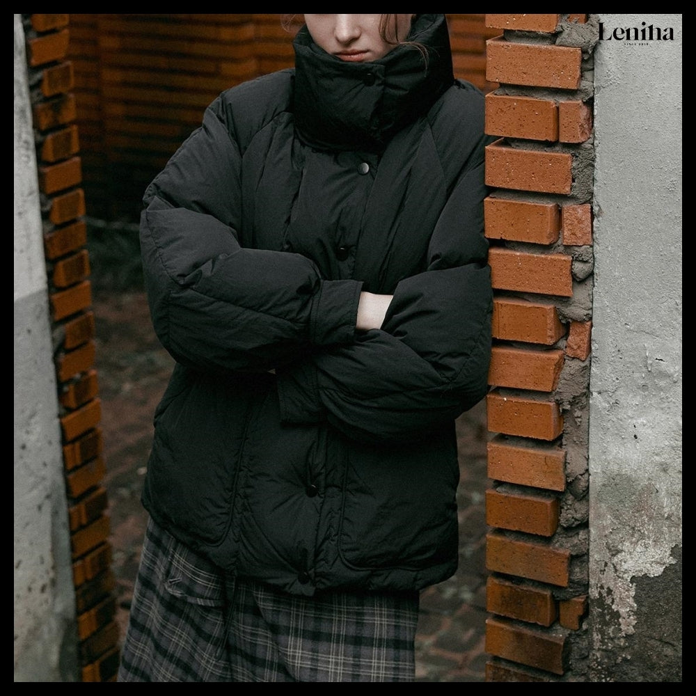 【LENINA】Jade Stand Collar Down Padding 2 Colors