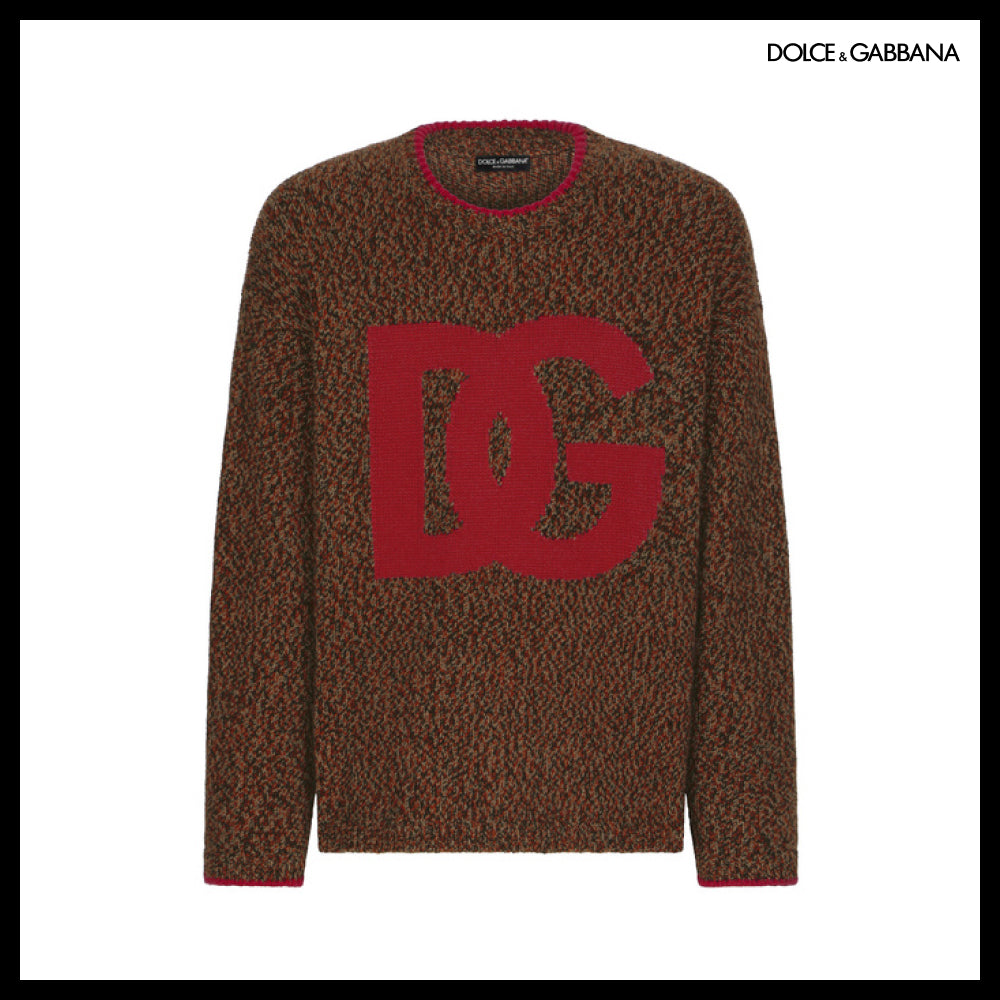 【Dolce&Gabbana】MELANGE WOOL ROUND NECK SWEATER DG INLAY