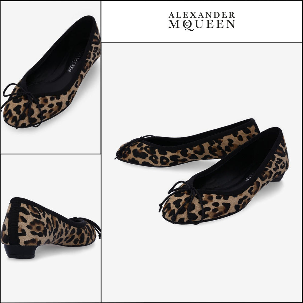 【Alexander Mcqueen】Armadillo Ballet Flats Leopard Black