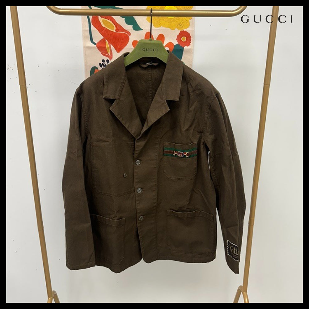 【GUCCI】Interlocking G Horsebit Label Patch Cotton Jacket