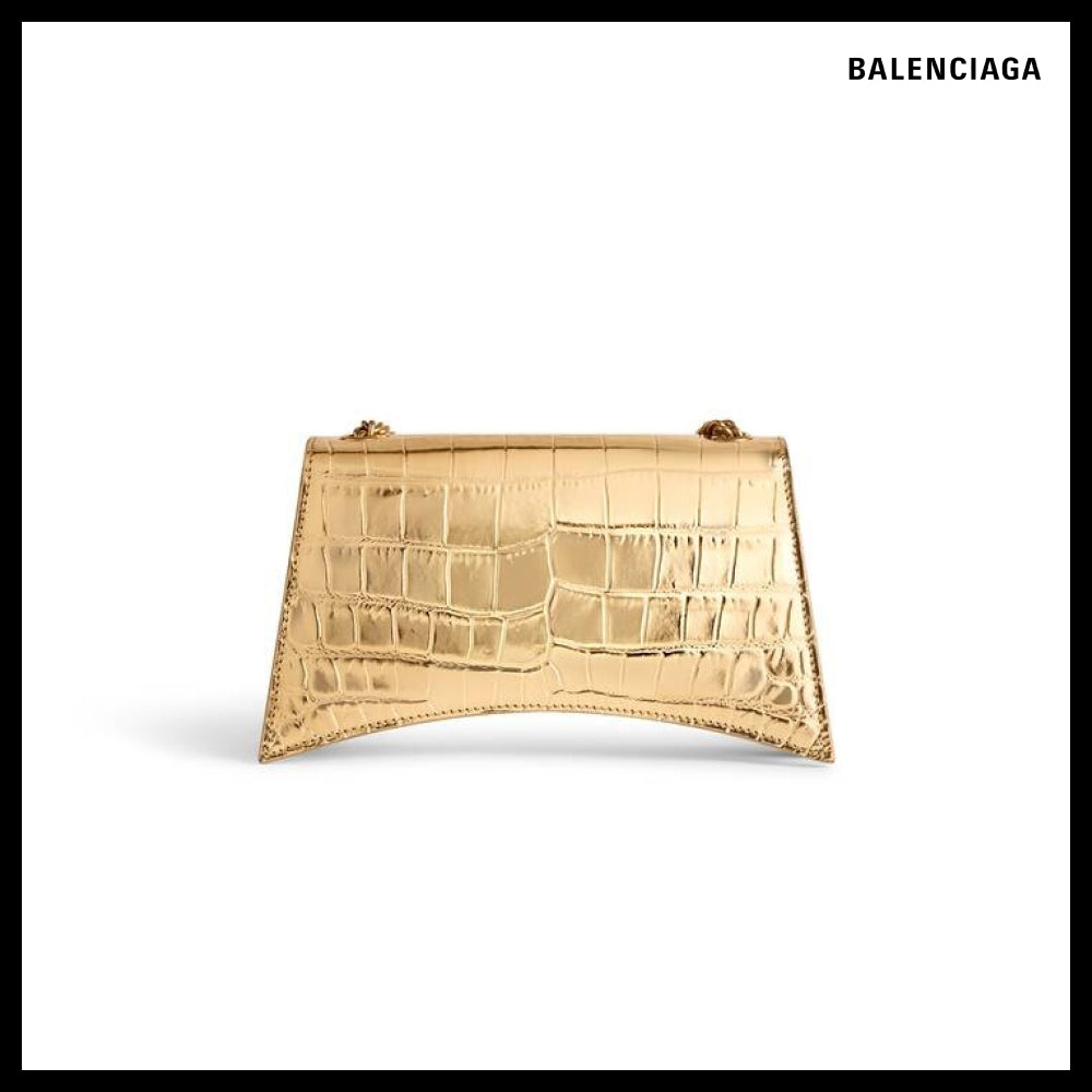 【BALENCIAGA】Crush XS Chain Bag Metallized Crocodile Emboss