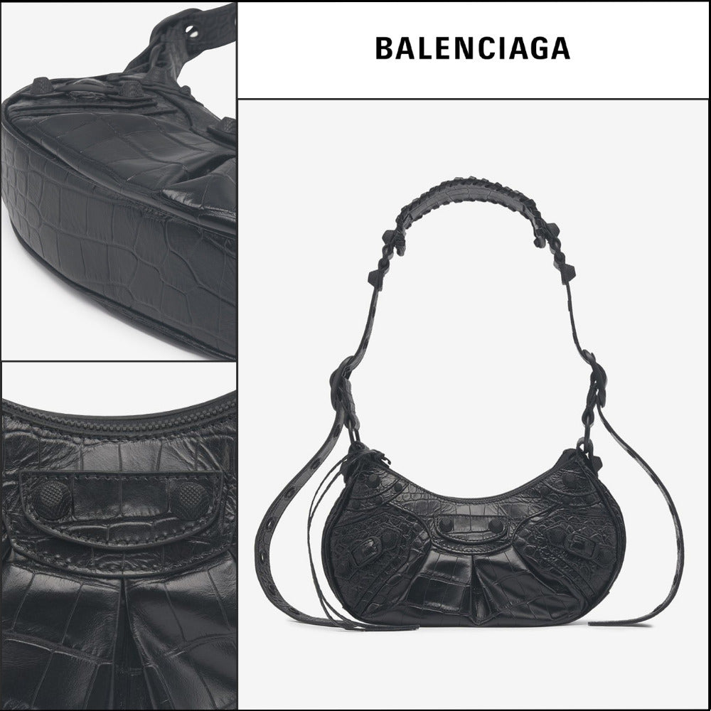 【BALENCIAGA】Le Cagole XS Shoulder Bag Crocodile Embossed