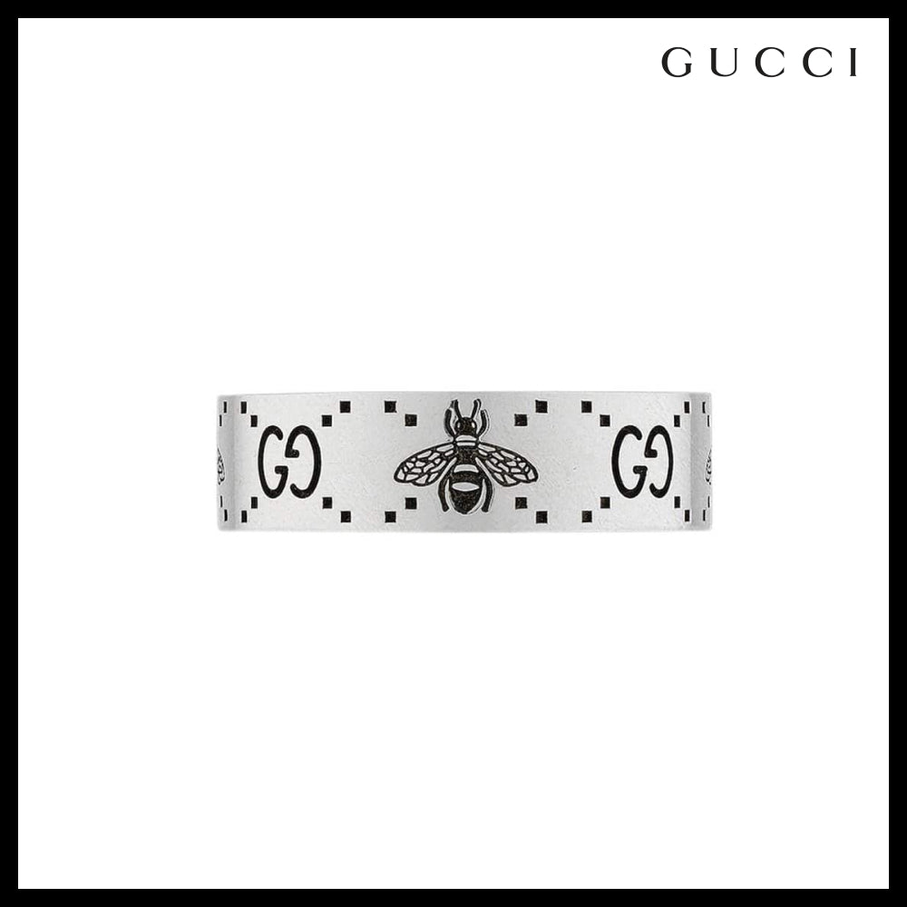 GUCCI GG BEE Logo Engraved Ring SILVER