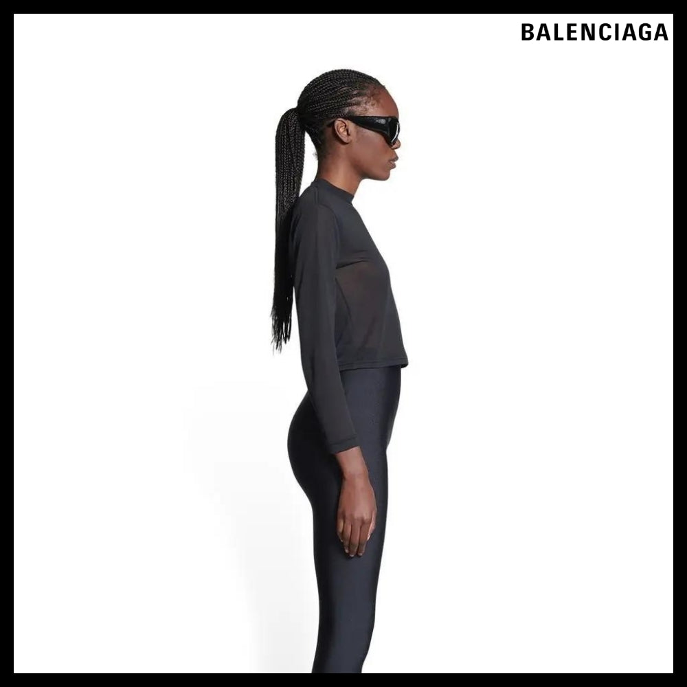 【BALENCIAGA】Tab Fitted Long Sleeve T-Shirt Black