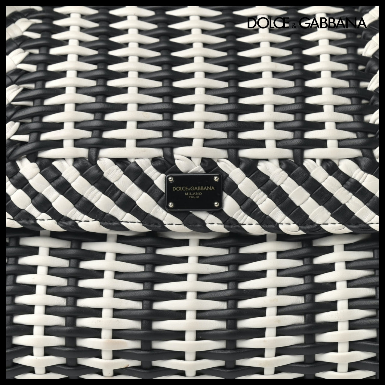 【Dolce & Gabbana】M Sicily 58 Bag Woven Bappa Black White
