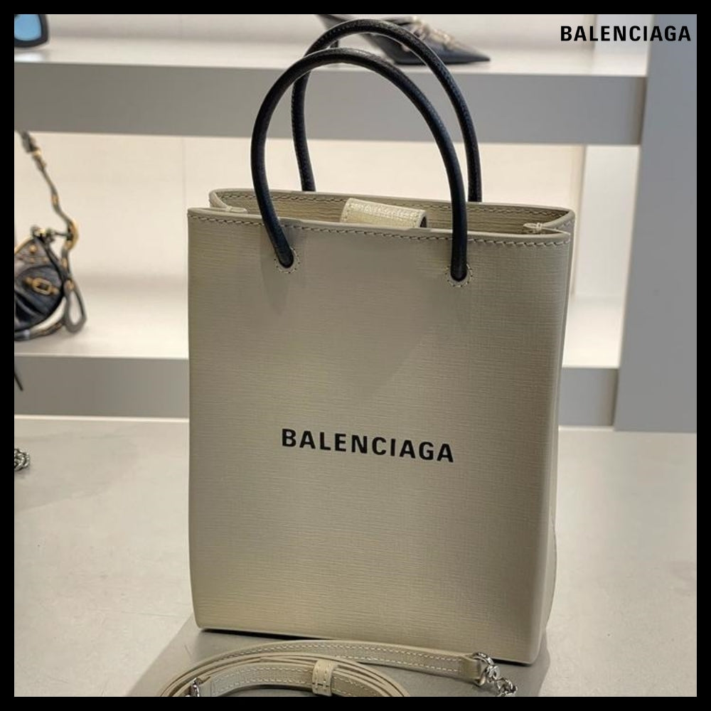 【BALENCIAGA】Shopping Calf Large Tote Bag Beige