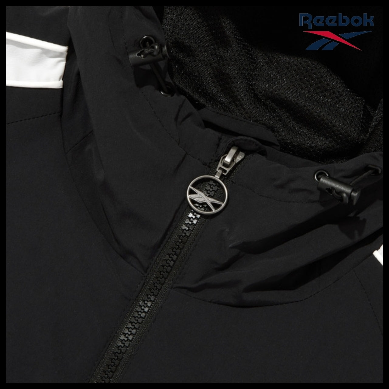 【Reebok】Stretch Hooded Windbreaker Jacket Black
