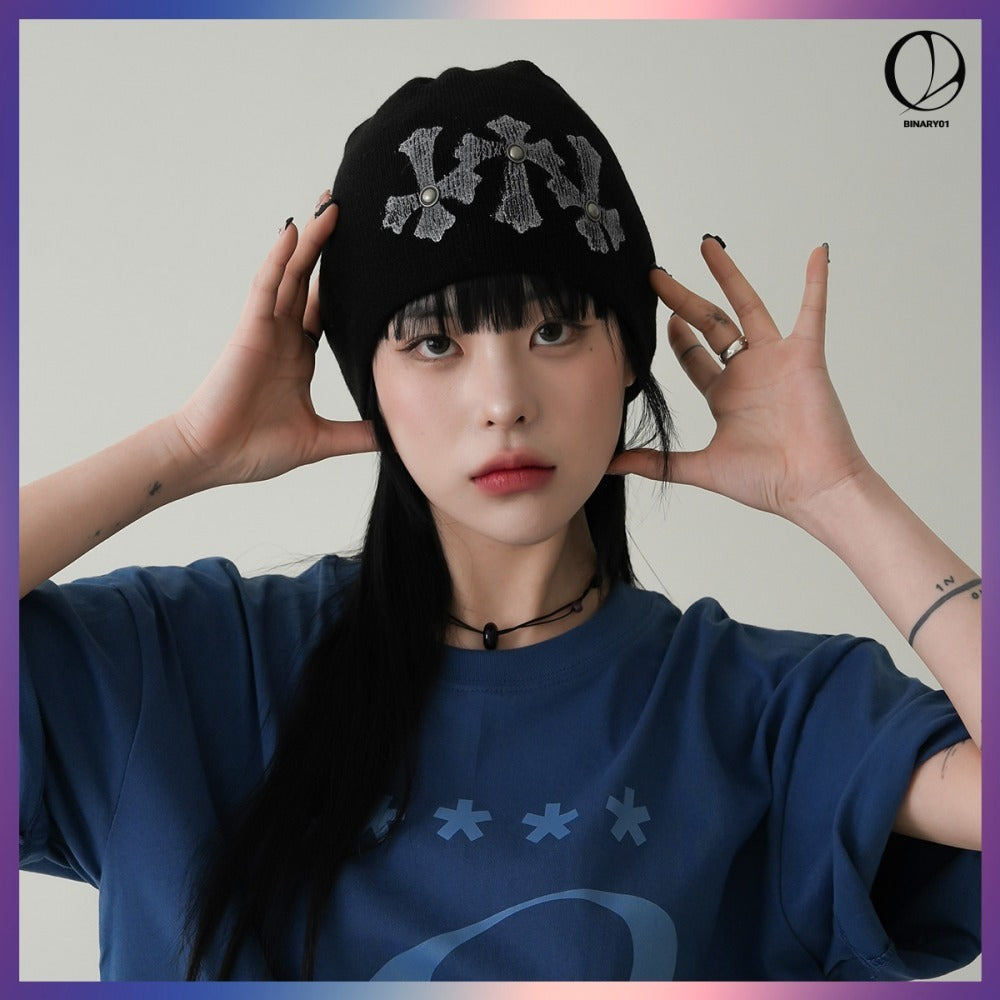 【BINARY01】SKUUNI PRINTED BEANIE 4COLORS