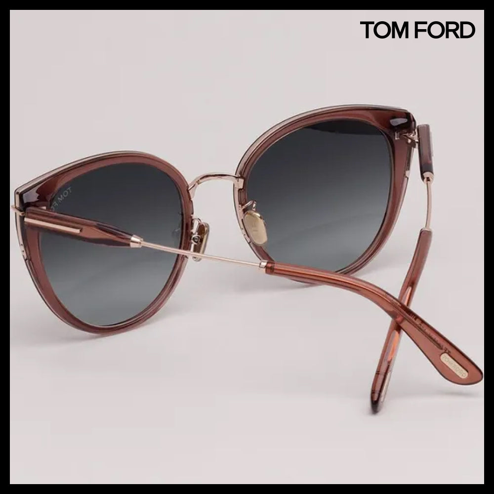 【TOM FORD】Cat-Eye Semi-Transparent Horn-Rimmed Sunglasses