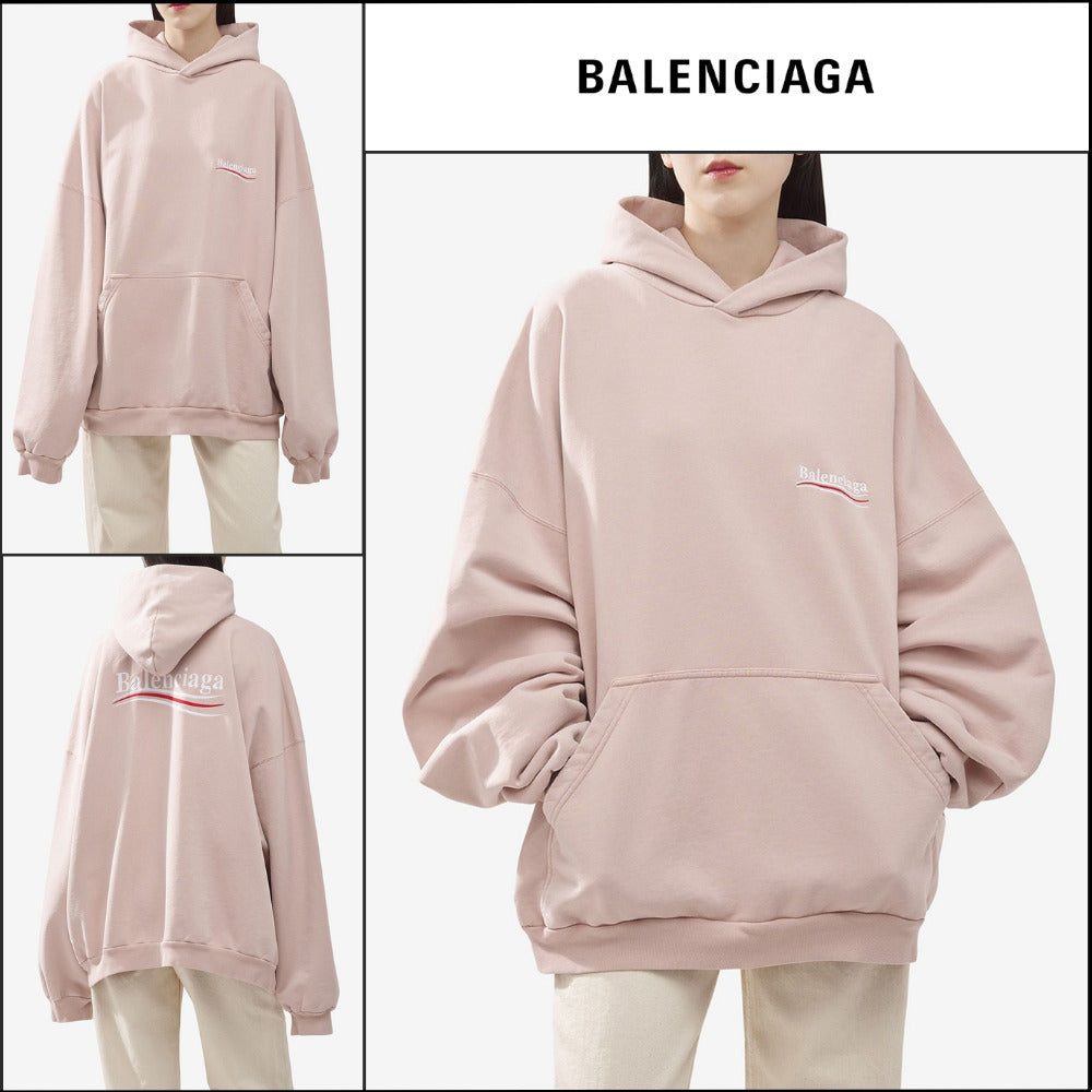 【BALENCIAGA】Political Campaign Hoodie Oversized Pink