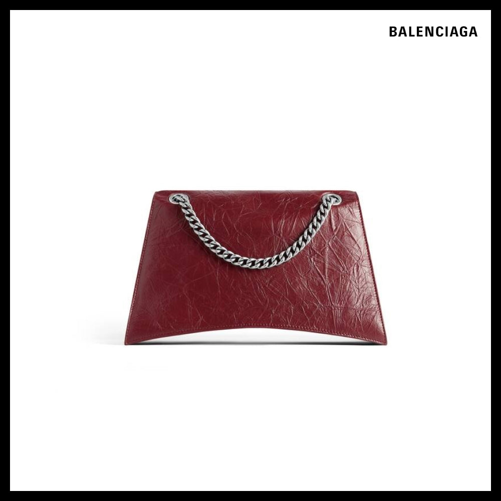 【BALENCIAGA】Crush Medium Chain Bag Dark Red