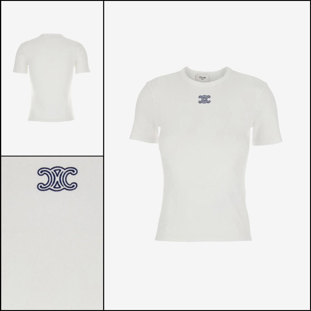 【CELINE】Triomphe Chest Embroidered Logo Short Sleeve