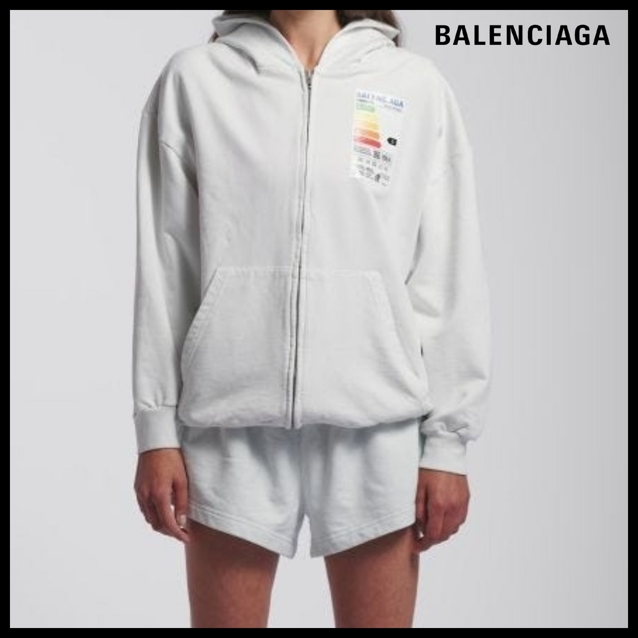 【BALENCIAGA】White Sweatshirt Energy Logo Patch Small Fit