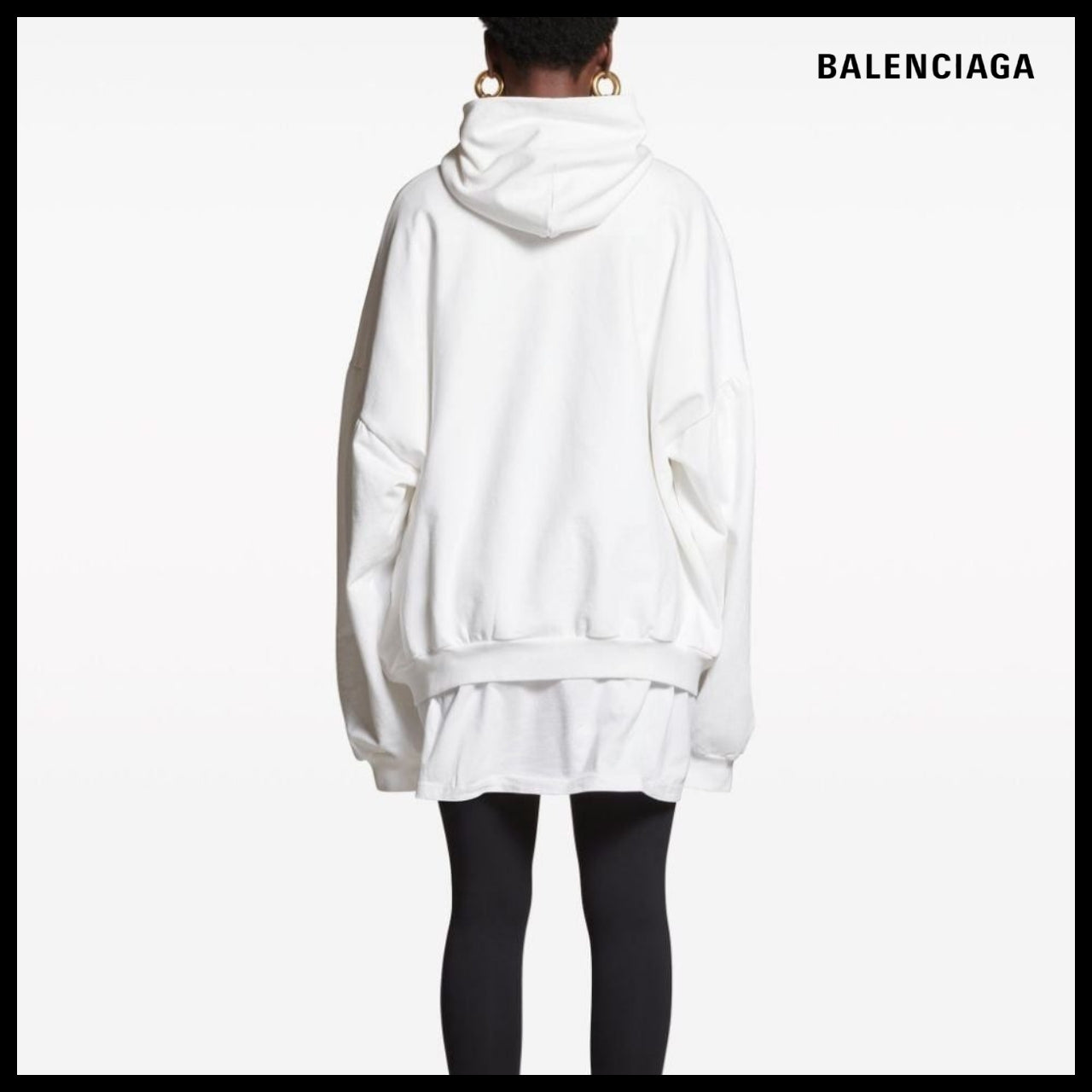 【BALENCIAGA】Back Flip Round Hoodie Oversized White